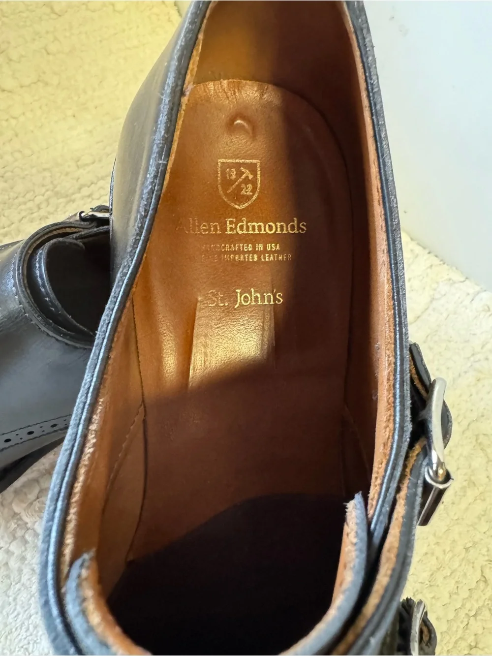 Allen Edmonds Black Leather Double Monk Strap Oxfords